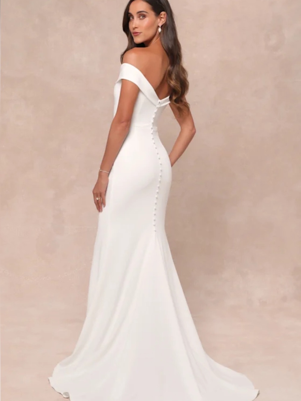 New Arienna  Lulu's Off-Shoulder Mermaid White Bridal Gown Sz Large